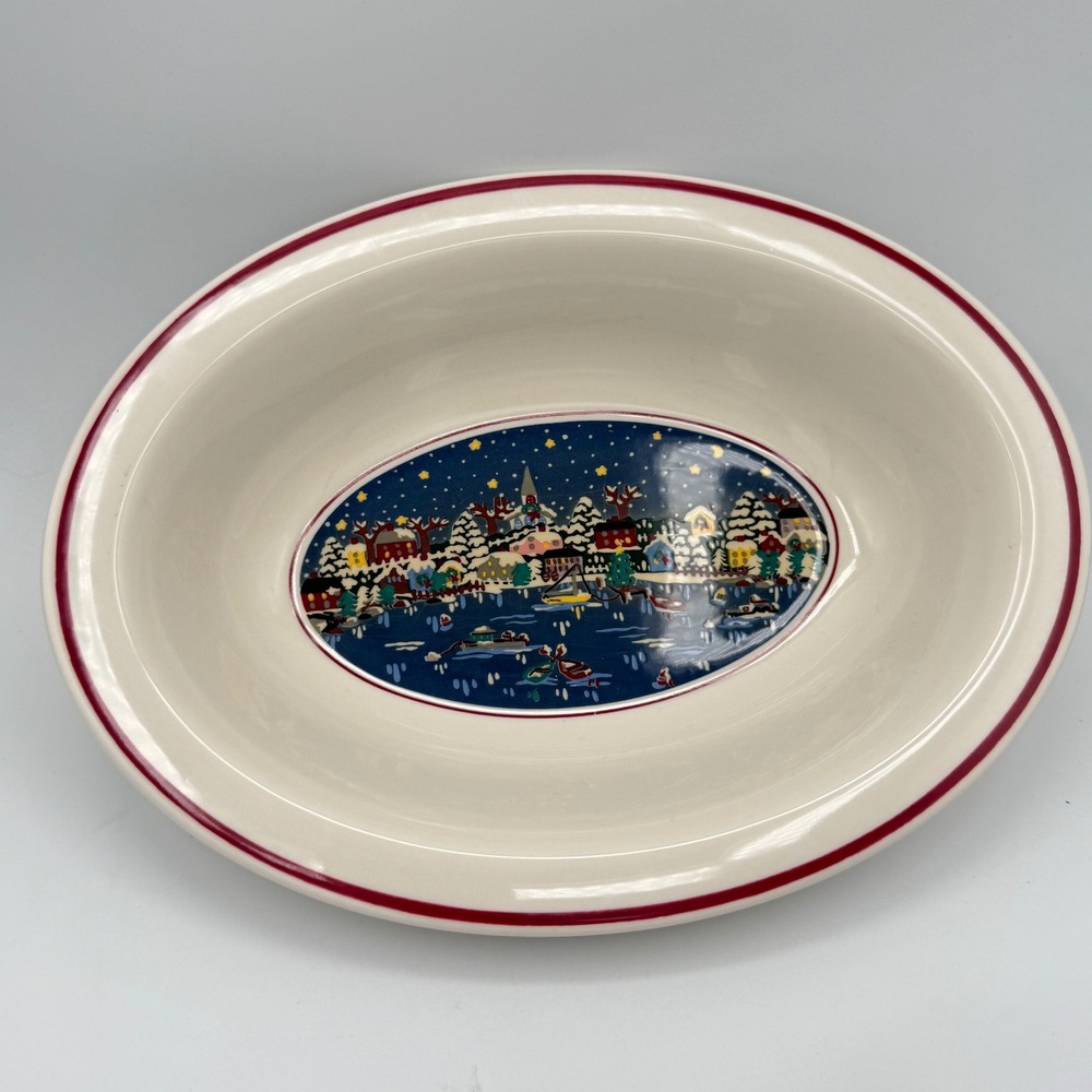 Vintage Oneida Chinaware Holiday Harbor Nautical Vegetable Bowl 10 1/2"